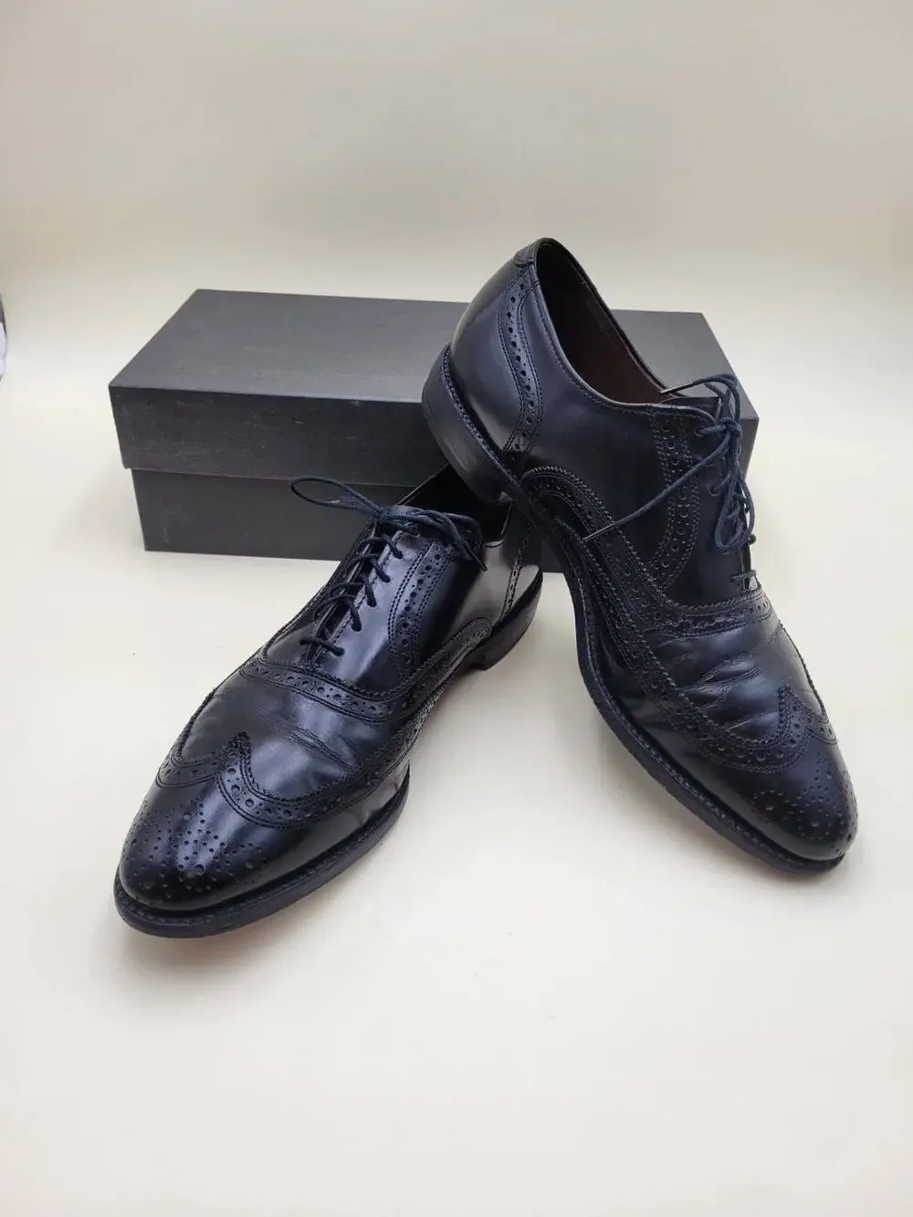 Allen Edmonds Lloyd Men's Wingtip Oxford Dress Shoes Black Leather 10.5 B 58080